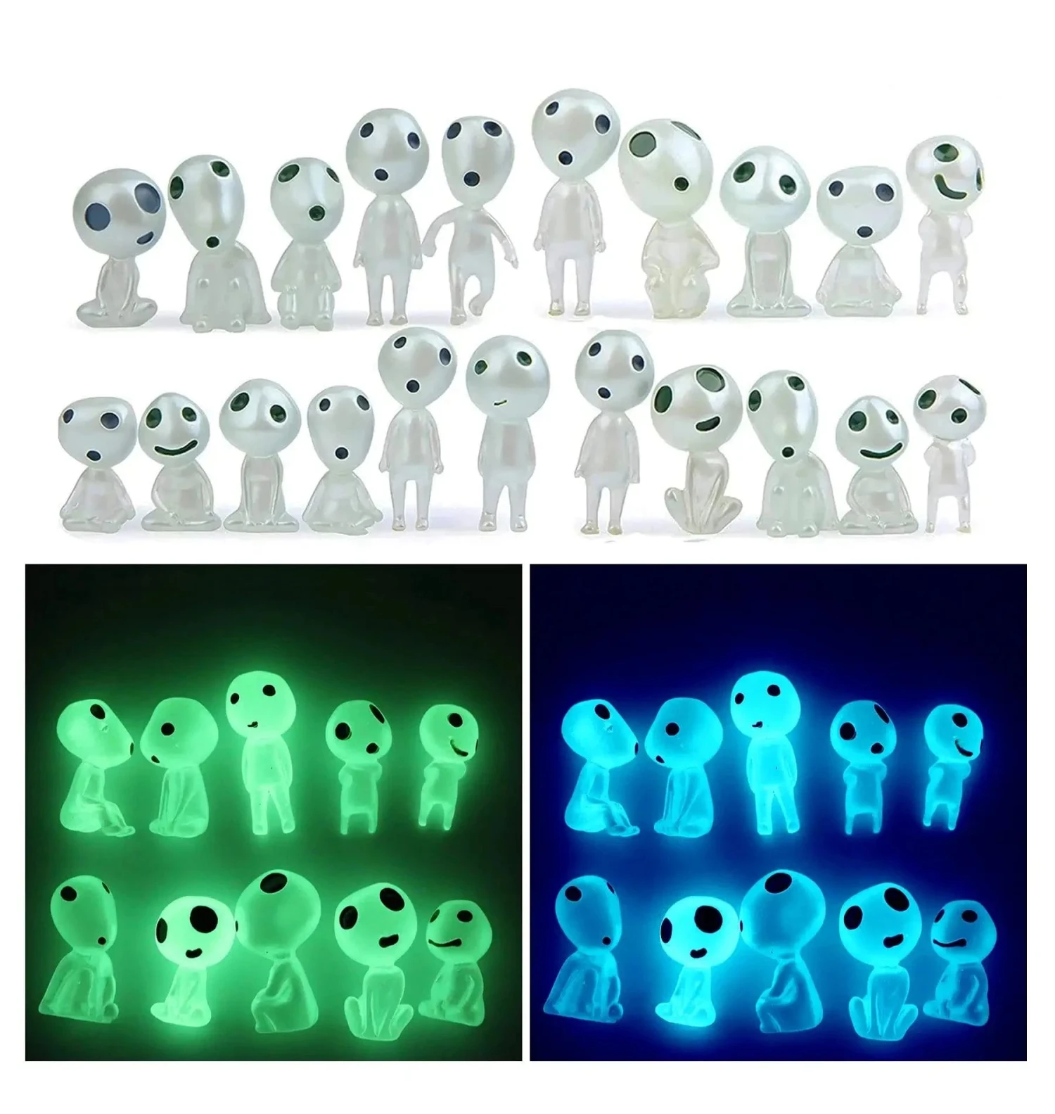 Princess Mononoke Kodama Tree Spirits Luminous Figures 10pcs/set
