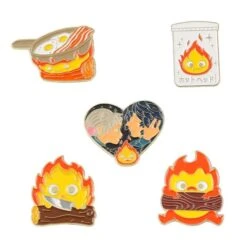 Howl’s Moving Castle Naughty Calcifer Badge Pins 5pcs/set