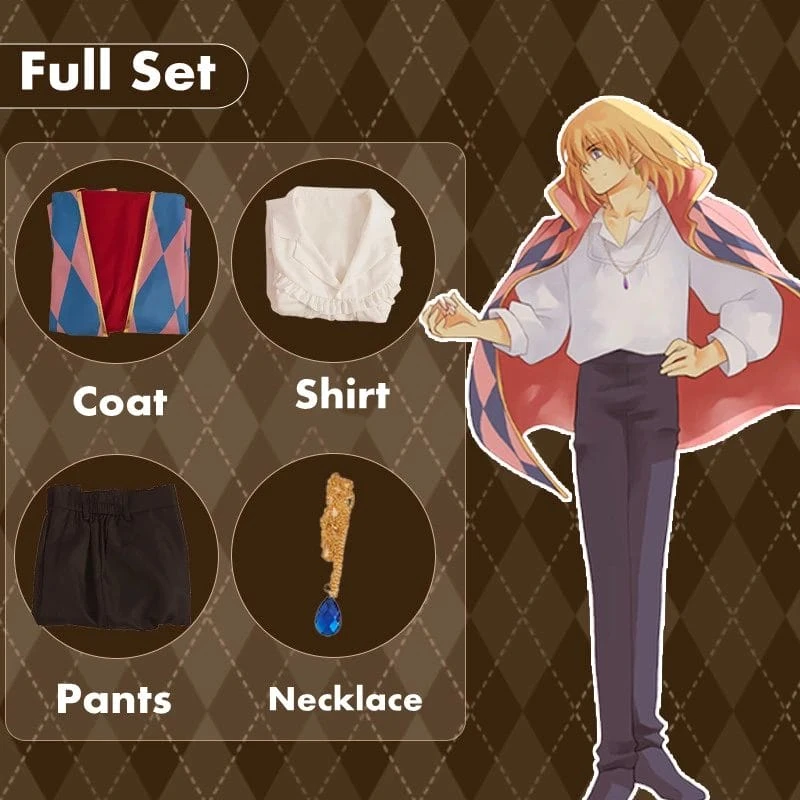 Howl’s Moving Castle Howl Cosplay Costume Full Set 4PCS - Image 2