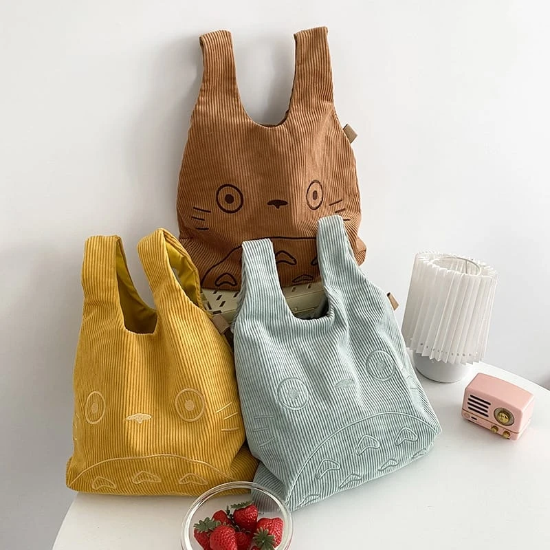 My Neighbor Totoro Cartoon Corduroy Tote Bag - Image 4
