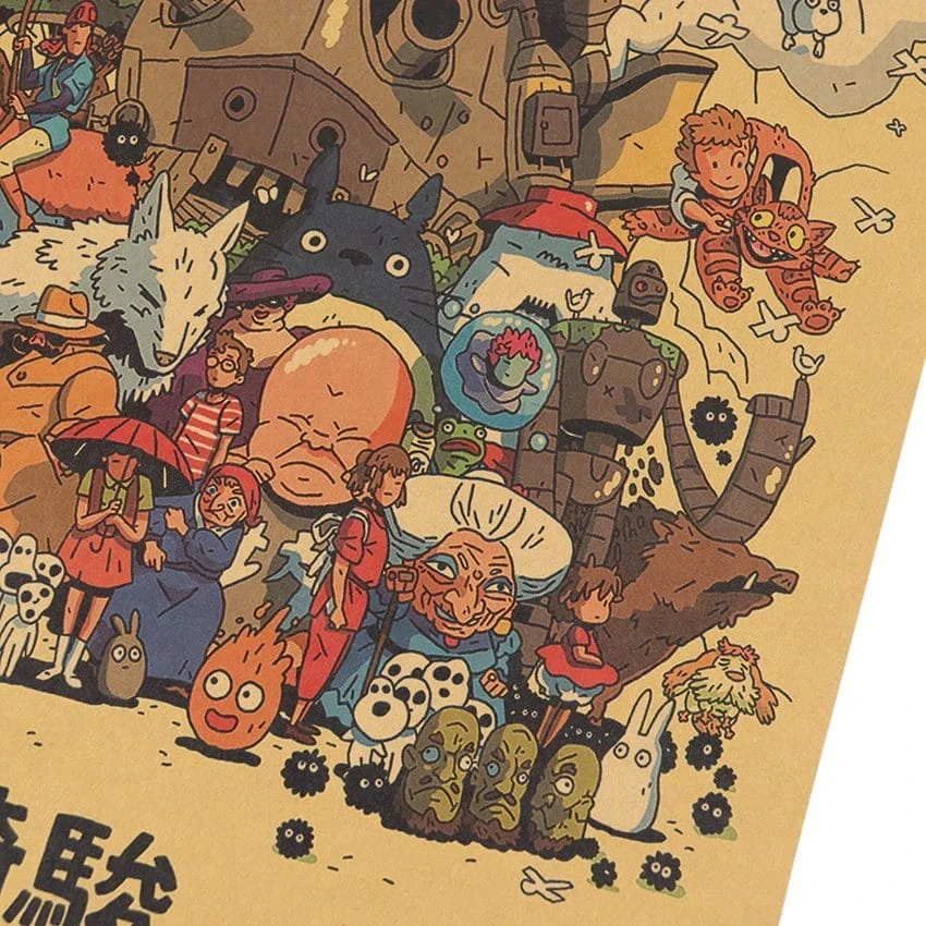 Ghibli Characters Vintage Poster - Image 2