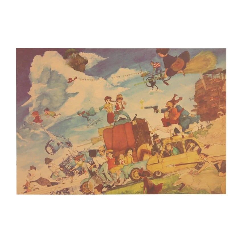 Combination Of Ghibli Characters Kraft Paper Poster - Image 13