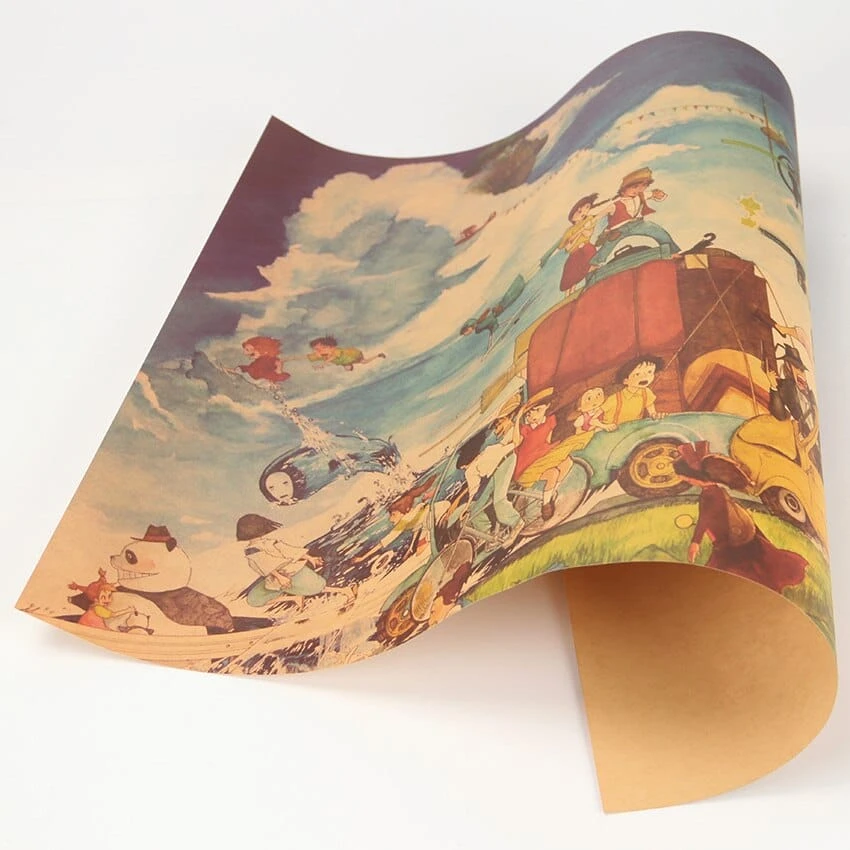 Combination Of Ghibli Characters Kraft Paper Poster - Image 8