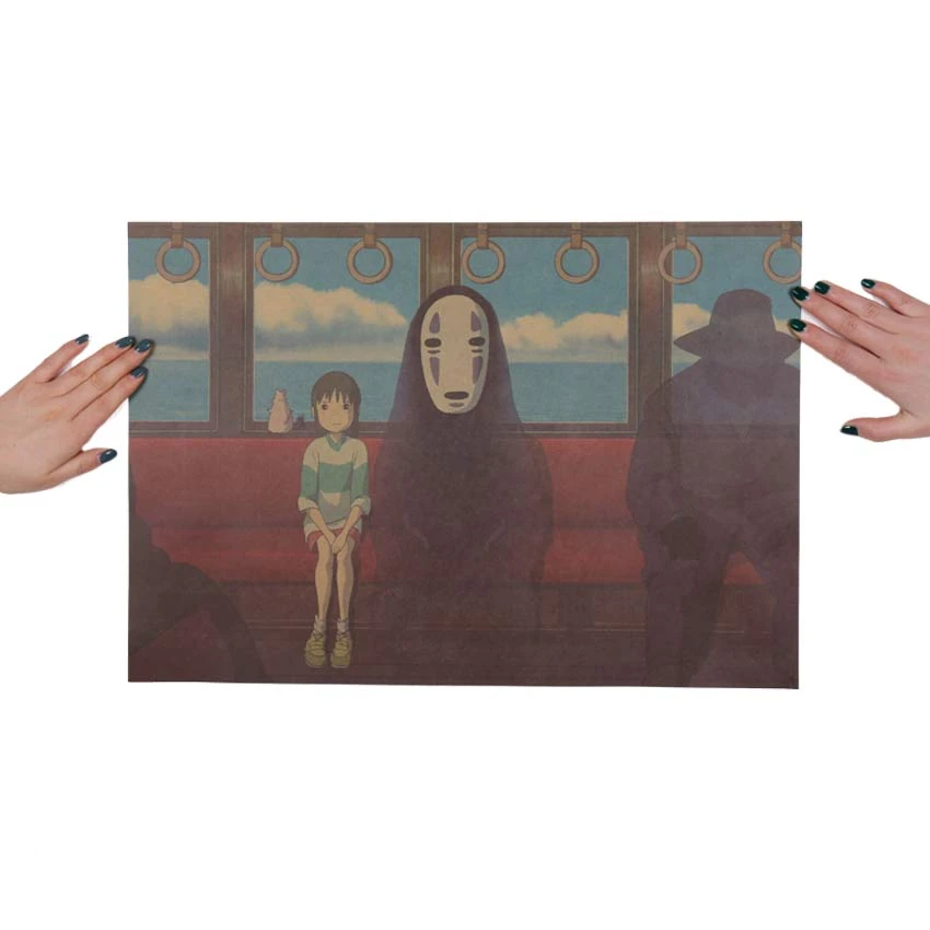 Spirited Away No Face And Chihiro Retro Poster - Image 3