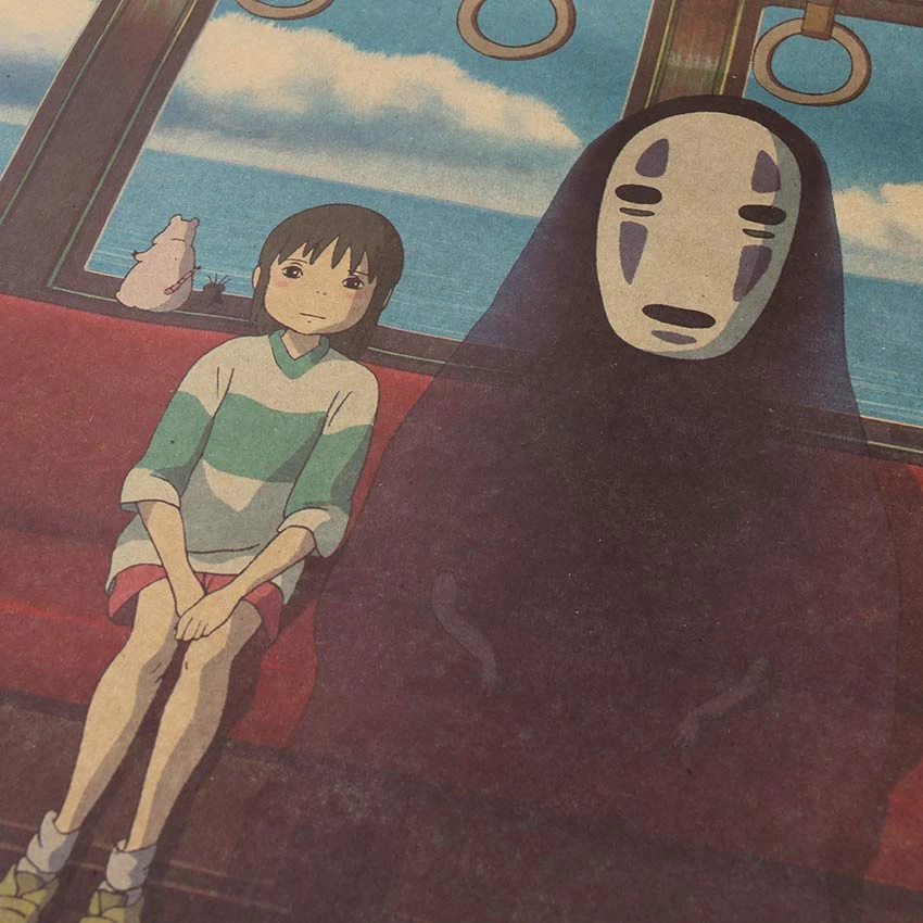 Spirited Away No Face And Chihiro Retro Poster - Image 2