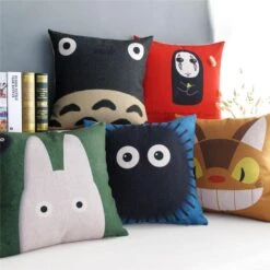 Ghibli Characters Watercolor Pillow Cover
