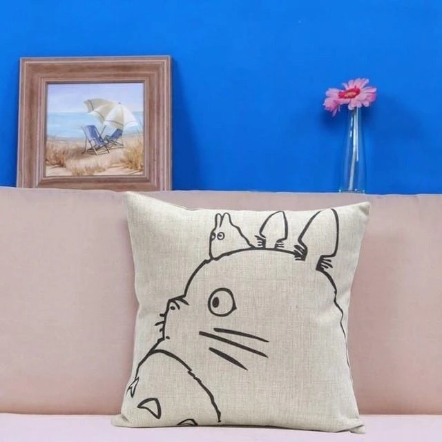 Colorful Totoro Printed Throw Pillow Cover - Image 4