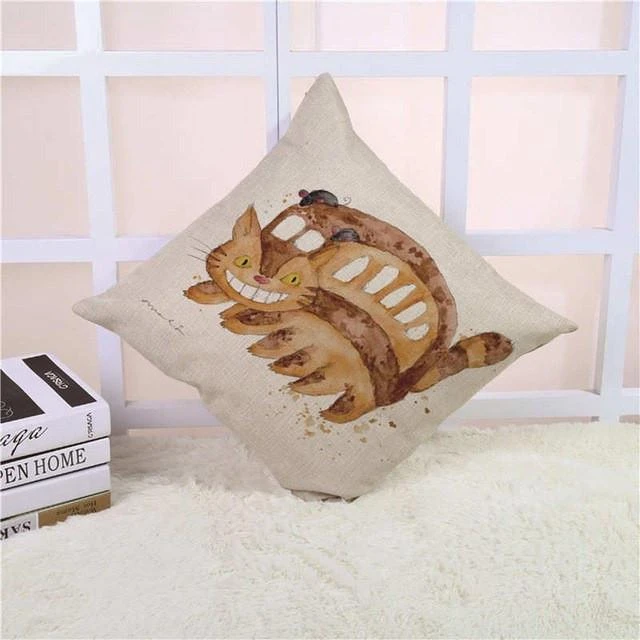 Colorful Totoro Printed Throw Pillow Cover - Image 9