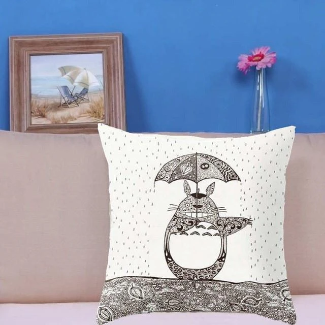 Colorful Totoro Printed Throw Pillow Cover - Image 7