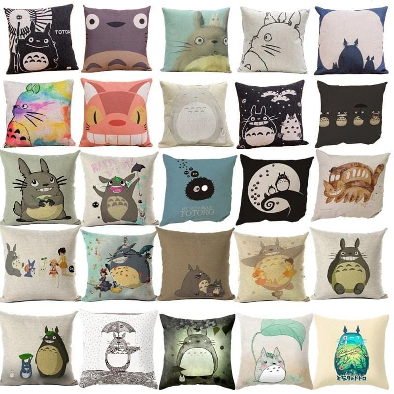 Colorful Totoro Printed Throw Pillow Cover