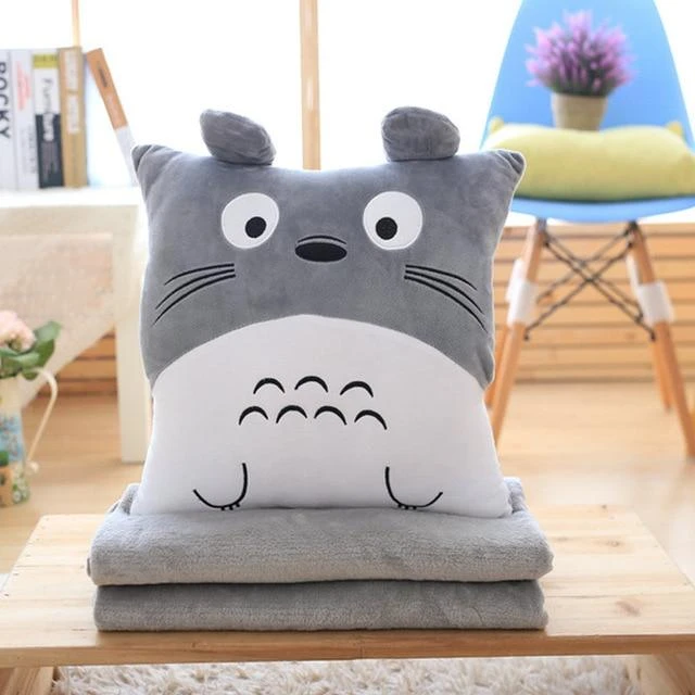 My Neighbor Totoro Hand Warmer Plush Pillow With Grey Blanket - Image 2