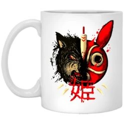 Princess Mononoke Mask & Wolf Mug
