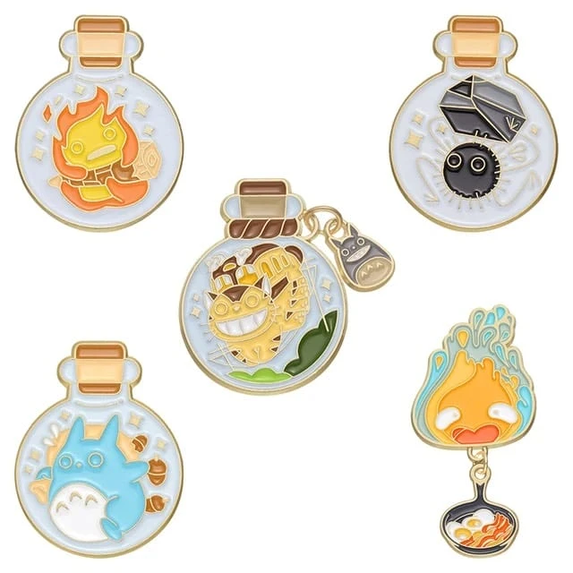 Ghibli Cute Characters Badge Pin Set 5pcs